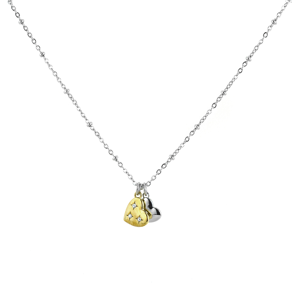 Collana 2Jewels in acciaio con Cuore oro giallo e cristalli Lady Ikon