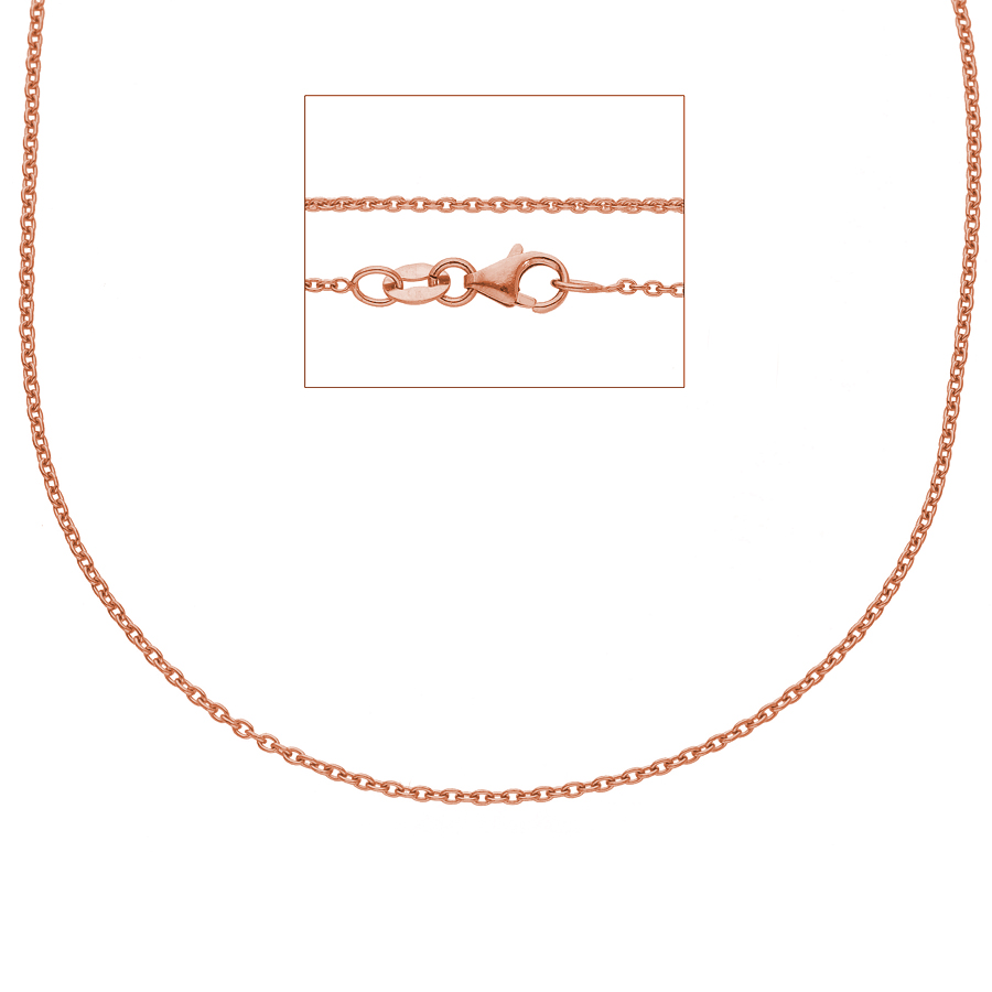 Collana catena maglia rolo da Donna in oro rosa 45 cm sottile