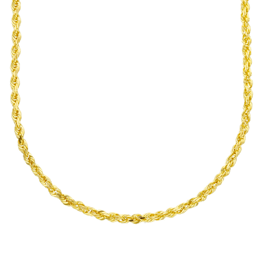 Collana catena Unisex maglia fune piena in oro giallo 50 cm