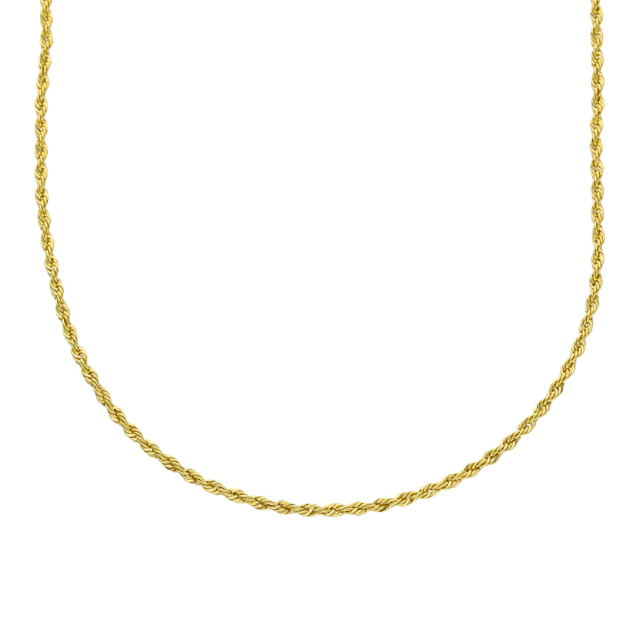 Collana catena Unisex maglia fune piena in oro giallo 60 cm