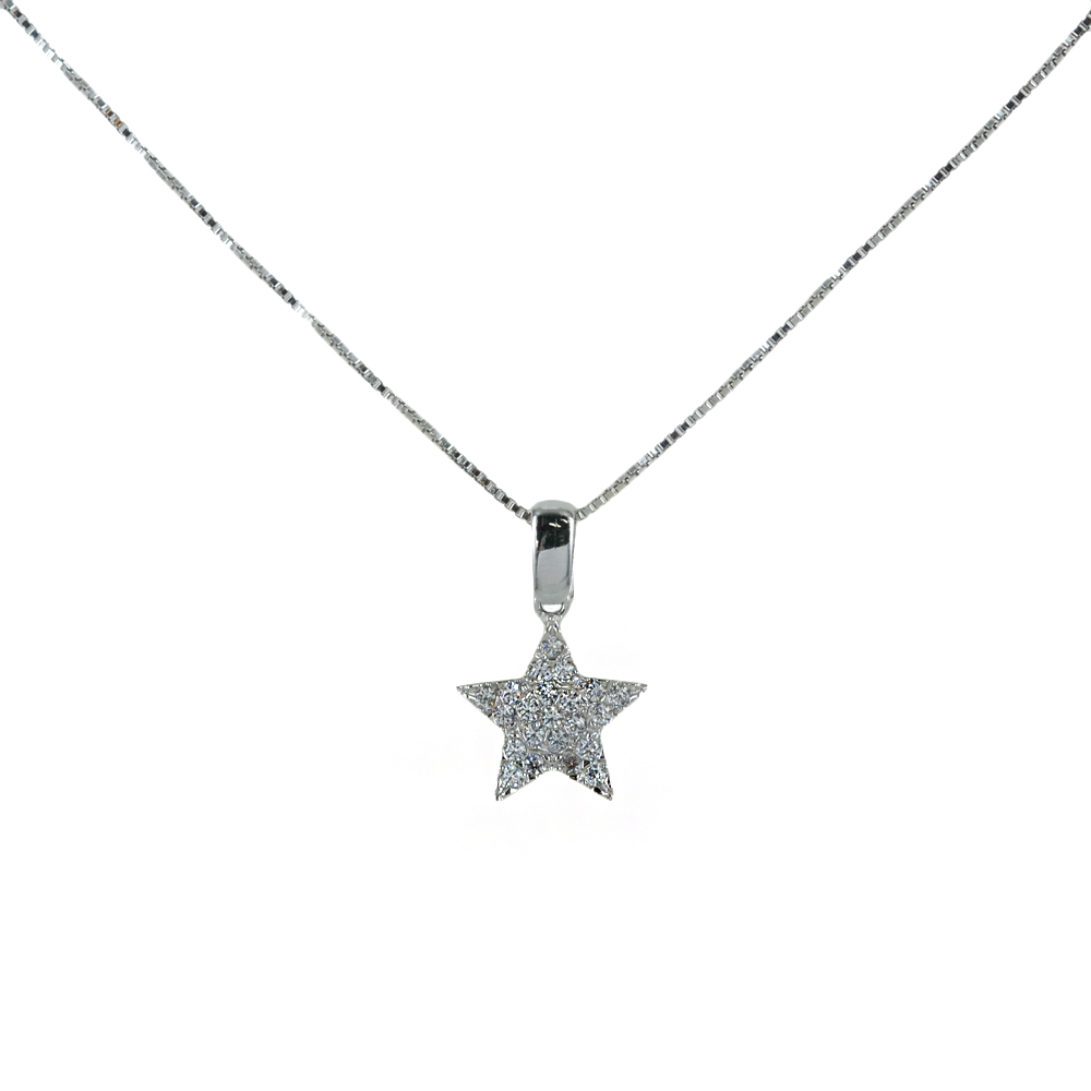 Collana ciondolo a forma di Stella in oro e argento con zirconi