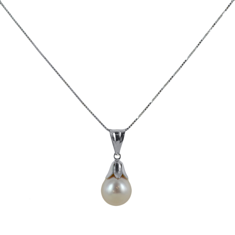 Collana ciondolo Perla Freshwater in oro e argento 