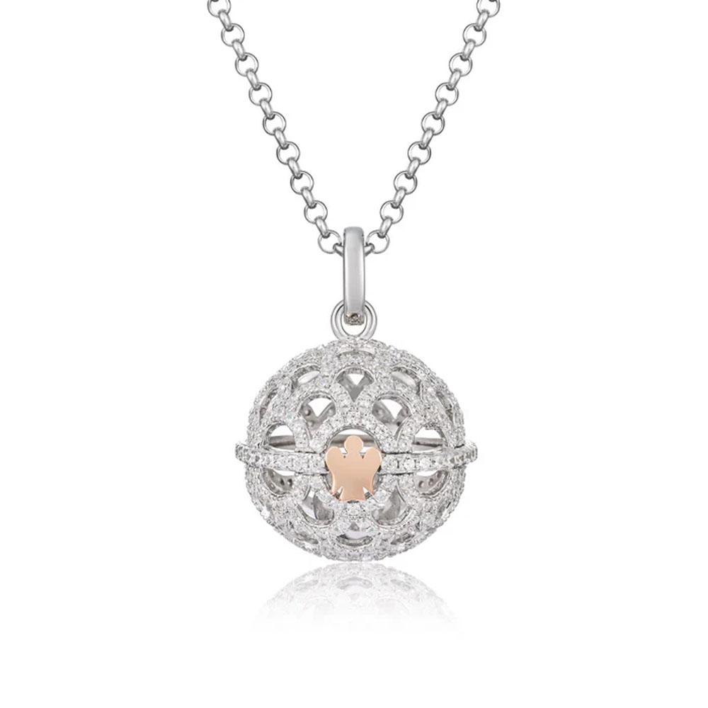 Collana con Chiama Angeli in Argento con Angelo e zirconi Roberto Giannotti SFA 111