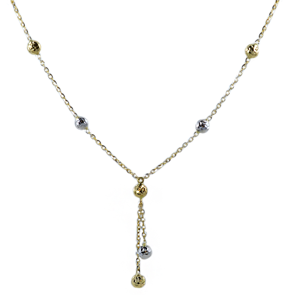 Collana con chicchi sul girocollo in oro giallo e bianco