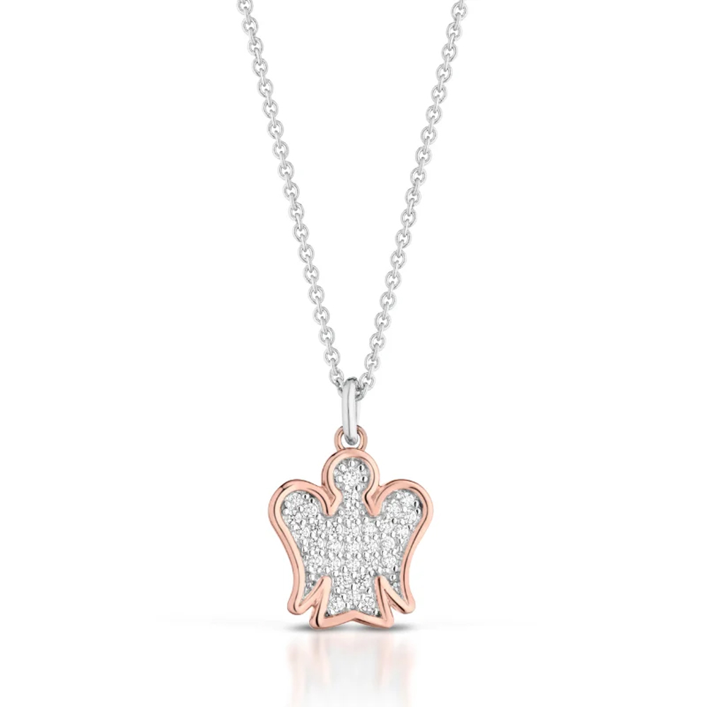 Collana con ciondolo Angelo in argento e Zirconi GIA 479