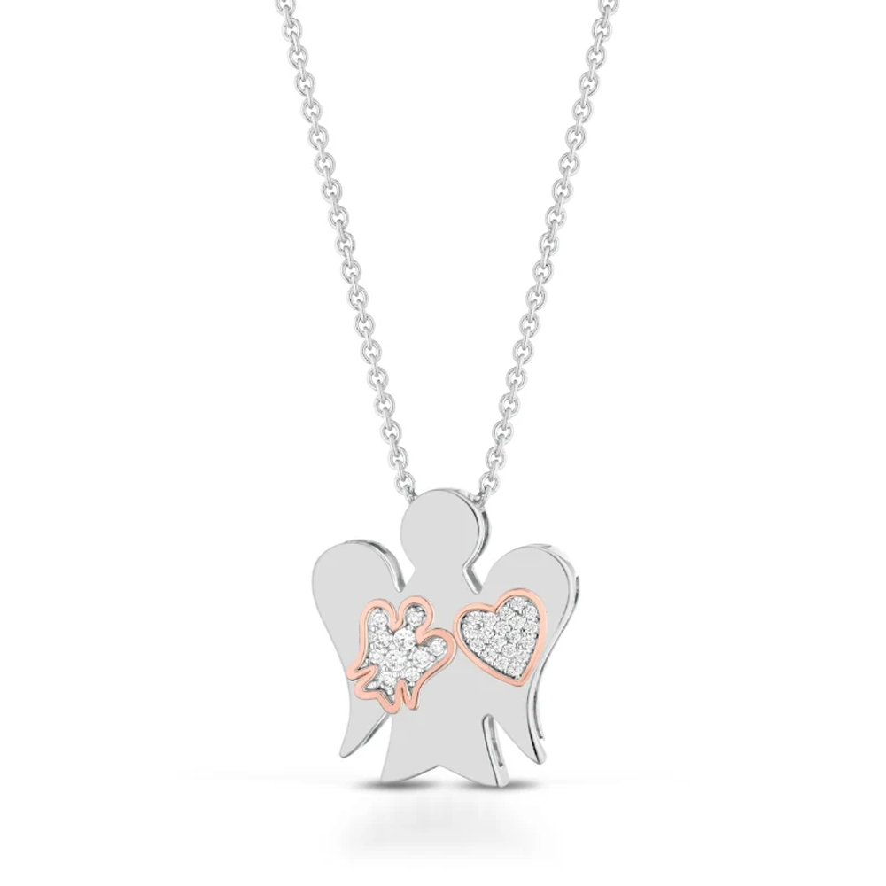 Collana con ciondolo Angelo in argento e Zirconi GIA 482