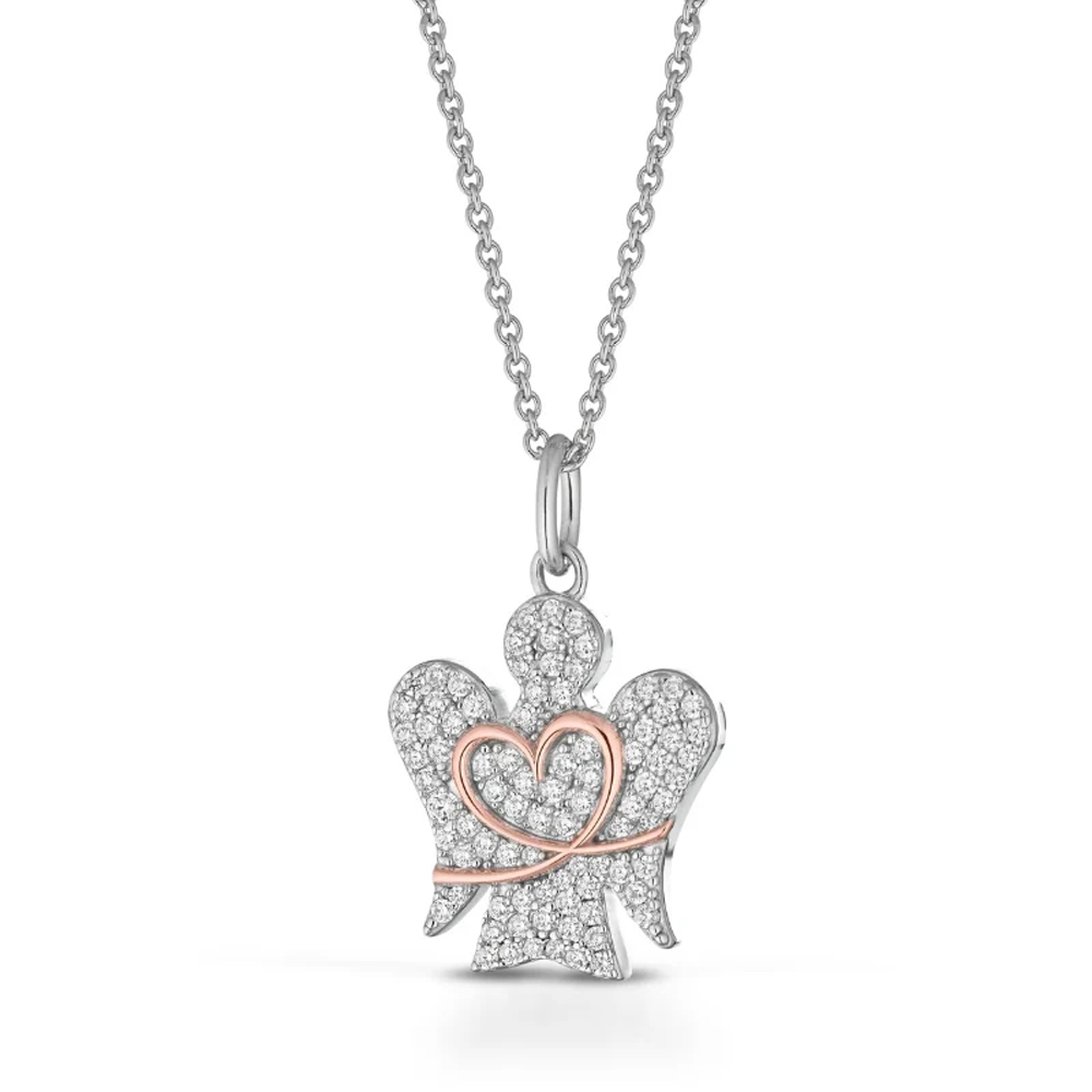 Collana con ciondolo Angelo in argento e Zirconi GIA 800