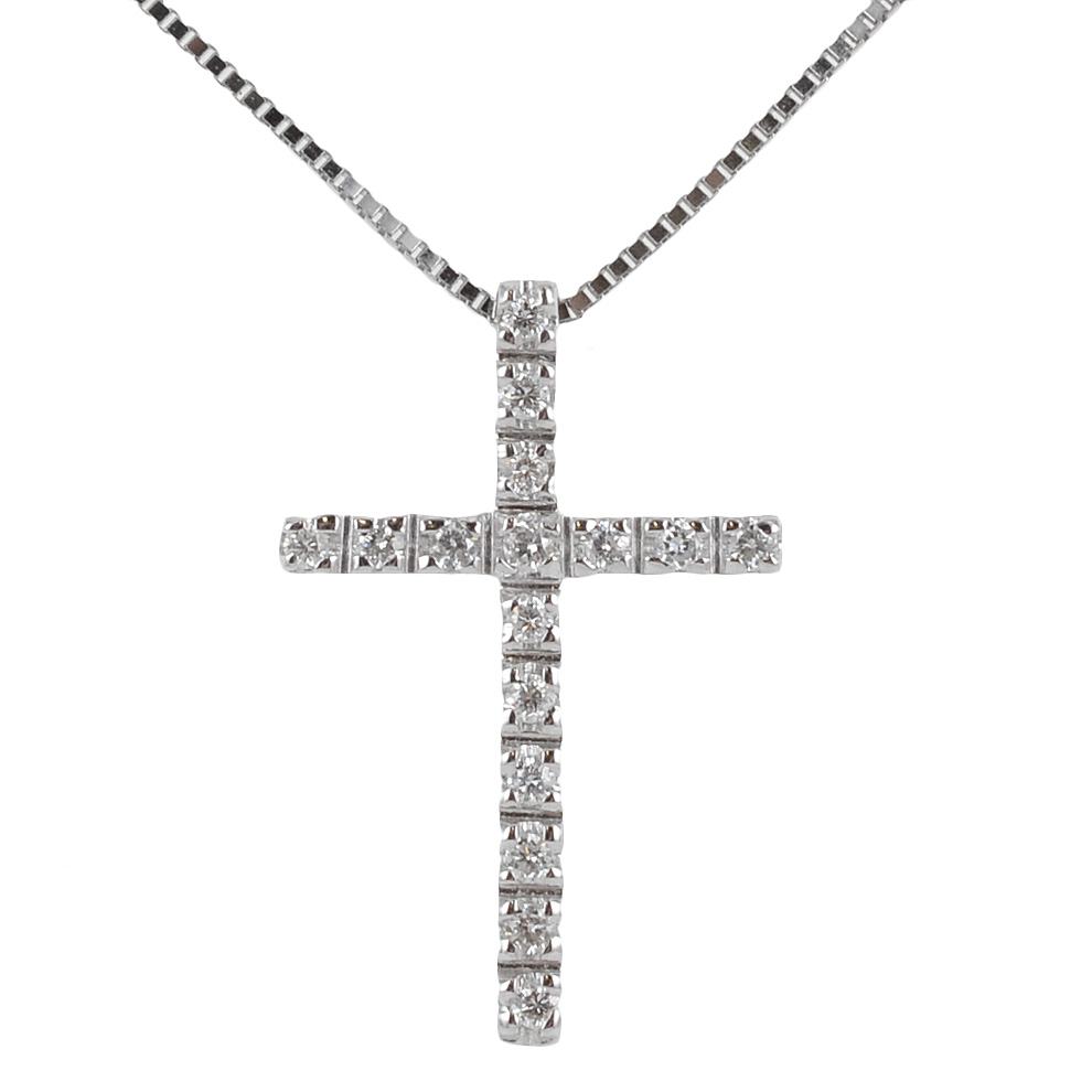 Collana con ciondolo Croce con Diamanti ct. 0.11