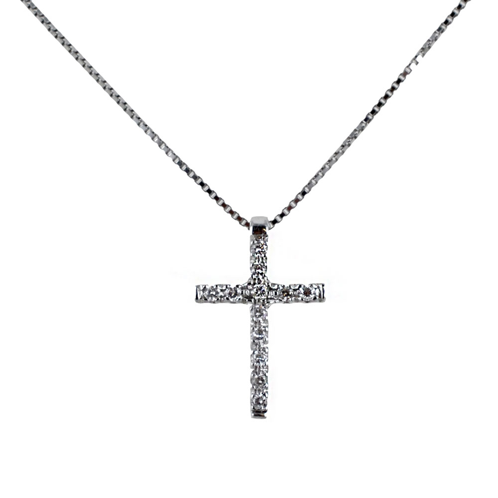 Collana con ciondolo Croce con Diamanti ct. 0.13