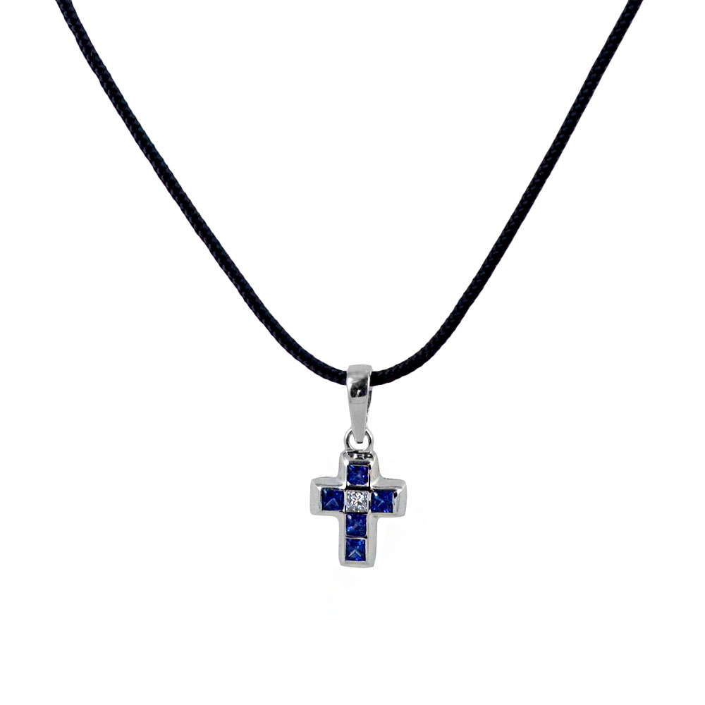 GAVU Collana Donna Argento 925 Con Ciondolo Croce E Zirconi – Placcato Oro Rosa O Bianco (Lunghezza 40+5 Cm)
