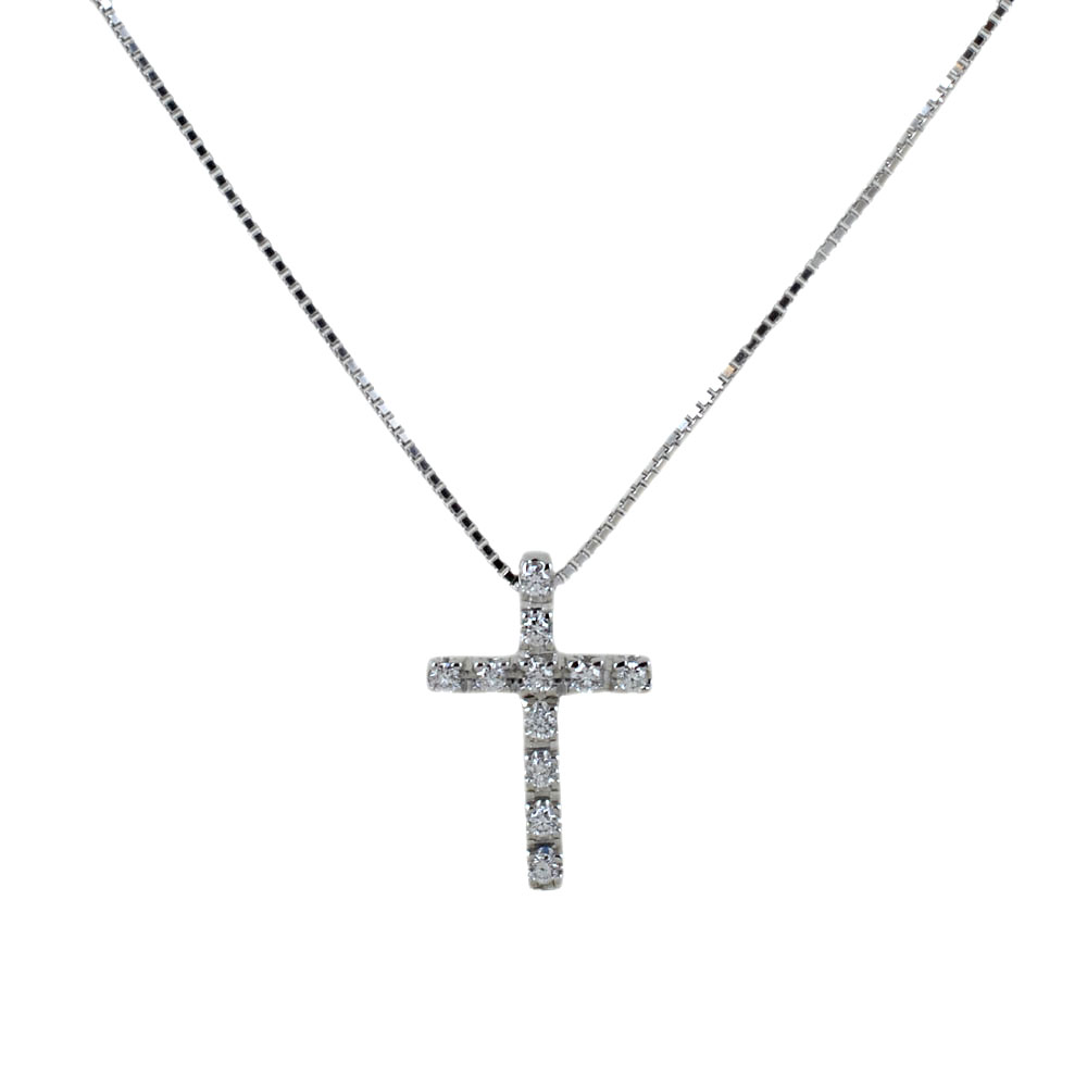 Collana con ciondolo Croce piccola con Diamanti ct. 0.08