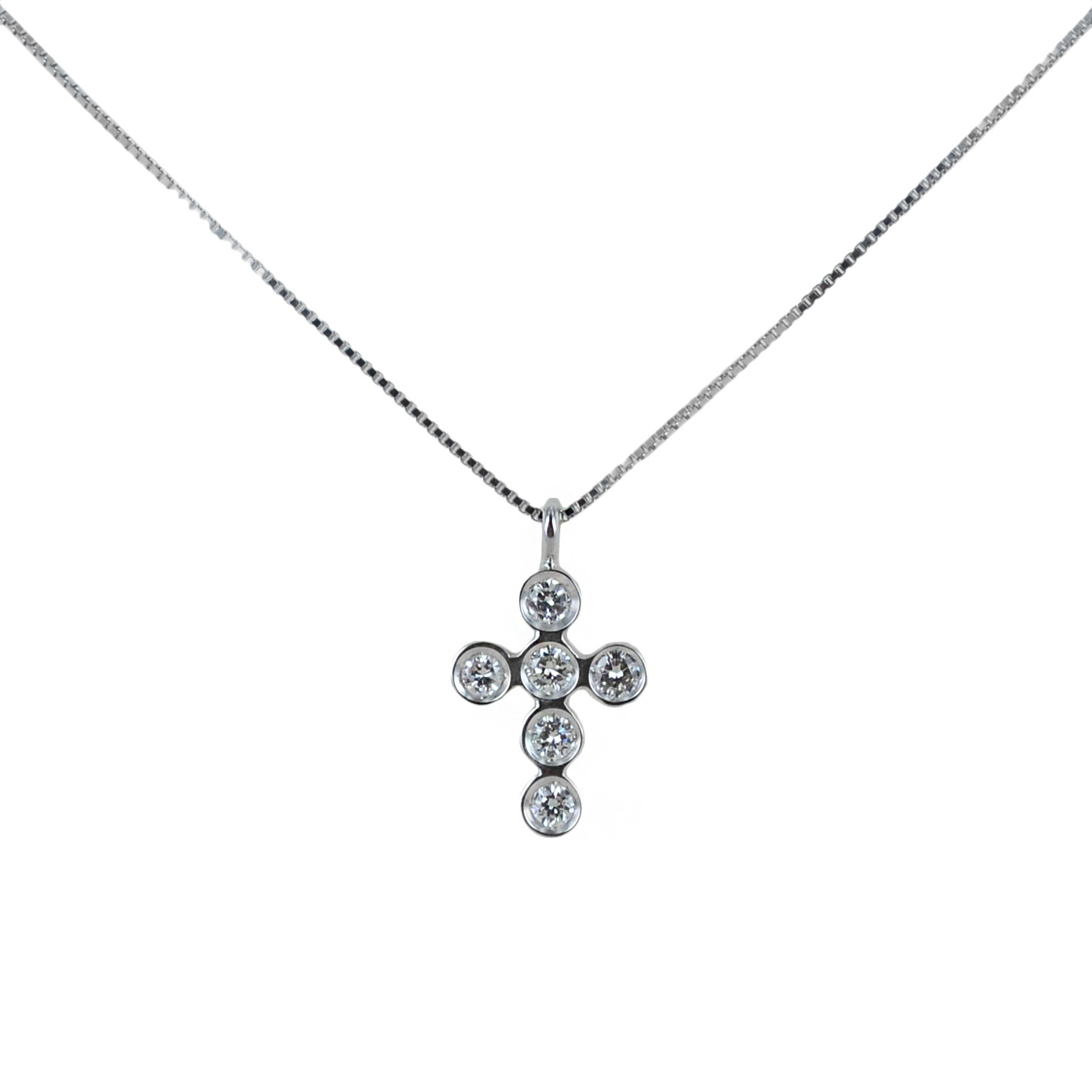 Collana con ciondolo Croce piccola con Diamanti ct. 0.15