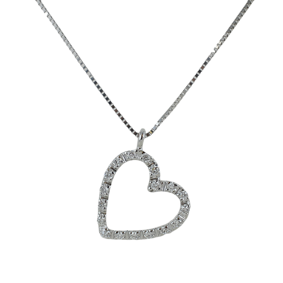 Collana con ciondolo cuore di diamanti - pendente a forma di cuoricino