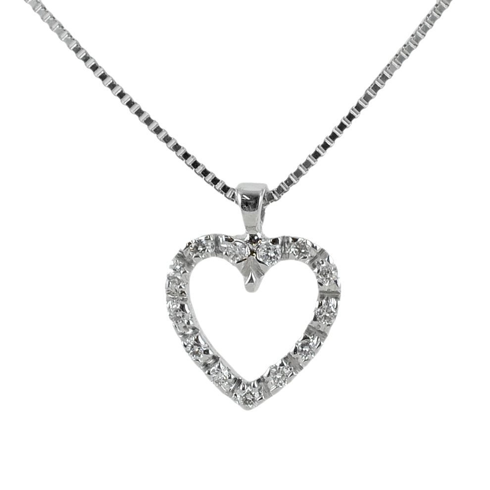 Collana Con Ciondolo A Forma Di Cuore E Chiave Di Violino – Placcata Platino, Catena 41+5 Cm, Per Musiciste