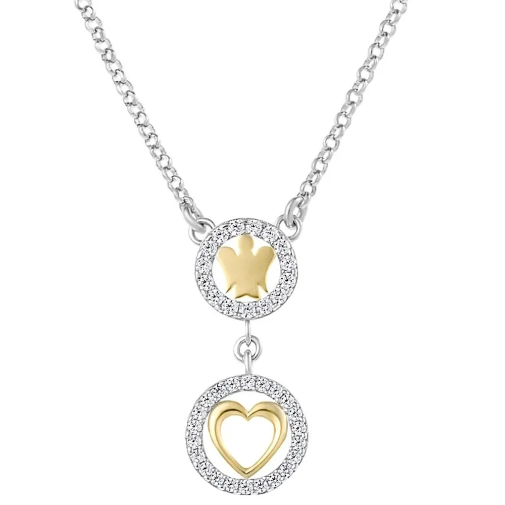 Collana con ciondolo Cuore in argento giallo e Zirconi GIA 460
