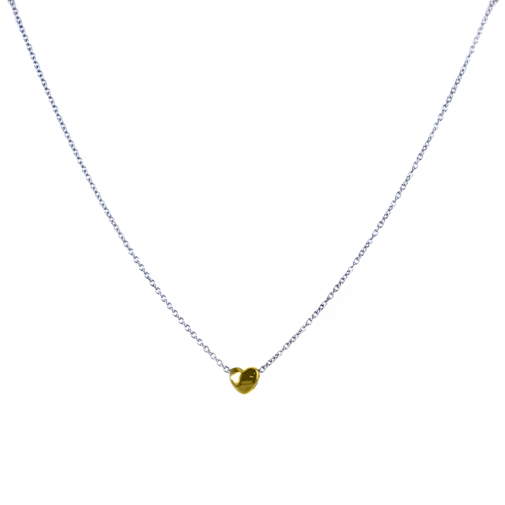 Collana con ciondolo cuore piccolo sul filo in oro bicolore