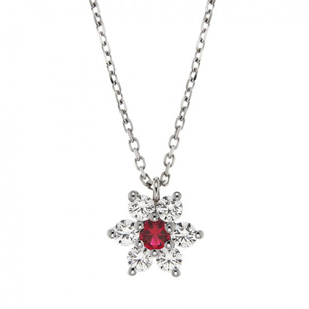 COLLANA CON CIONDOLO in argento e zirconi modello stella Rosso