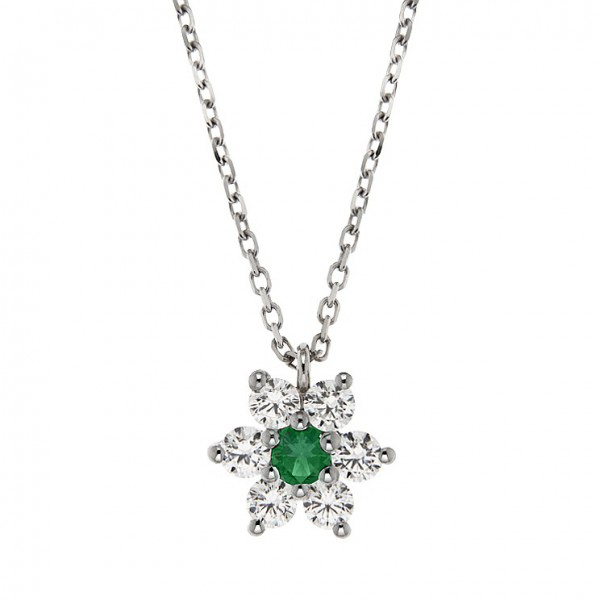 COLLANA CON CIONDOLO in argento e zirconi modello stella Verde