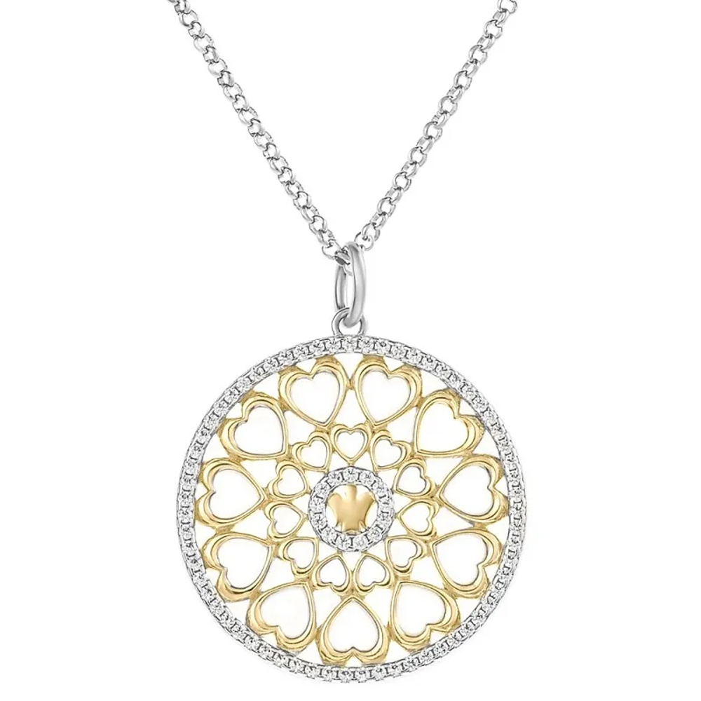 Collana con ciondolo in argento giallo e bianco con Zirconi GIA 464