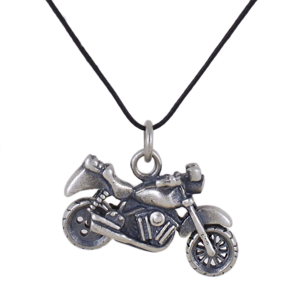 Collana con ciondolo Moto da strada in argento 