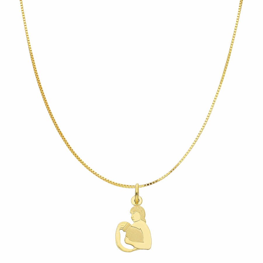 Collana con ciondolo Oroscopo - segno zodiacale - in oro giallo ACQUARIO