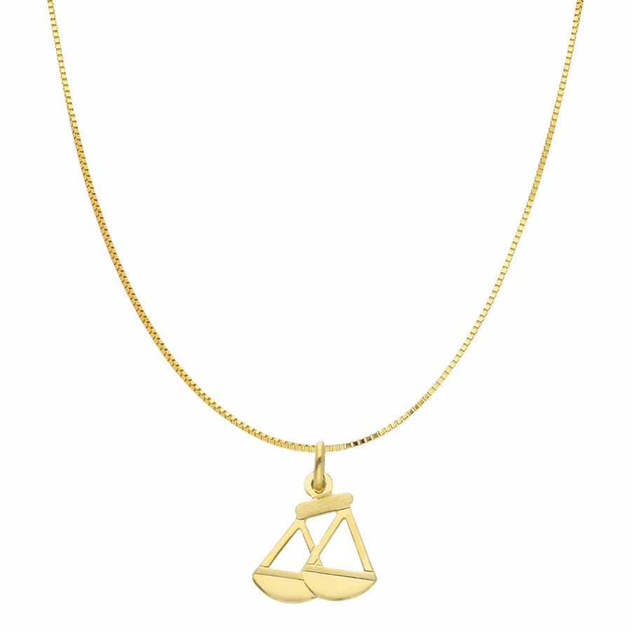 Collana con ciondolo Oroscopo - segno zodiacale - in oro giallo BILANCIA