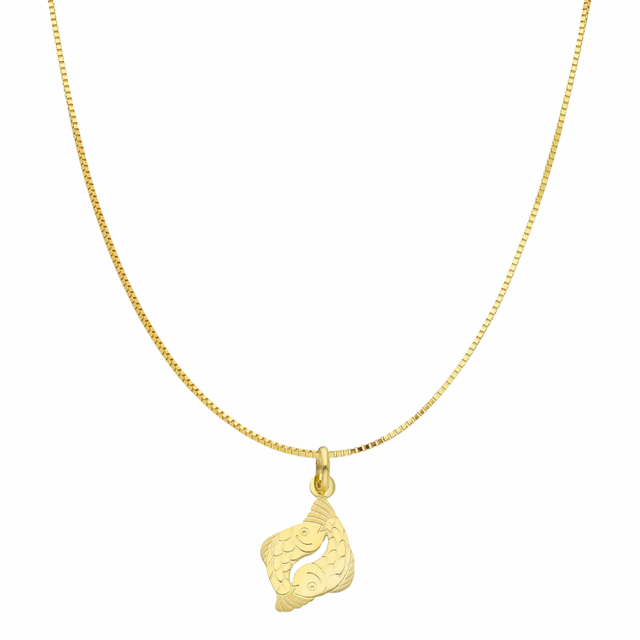 Collana con ciondolo Oroscopo - segno zodiacale - in oro giallo PESCI