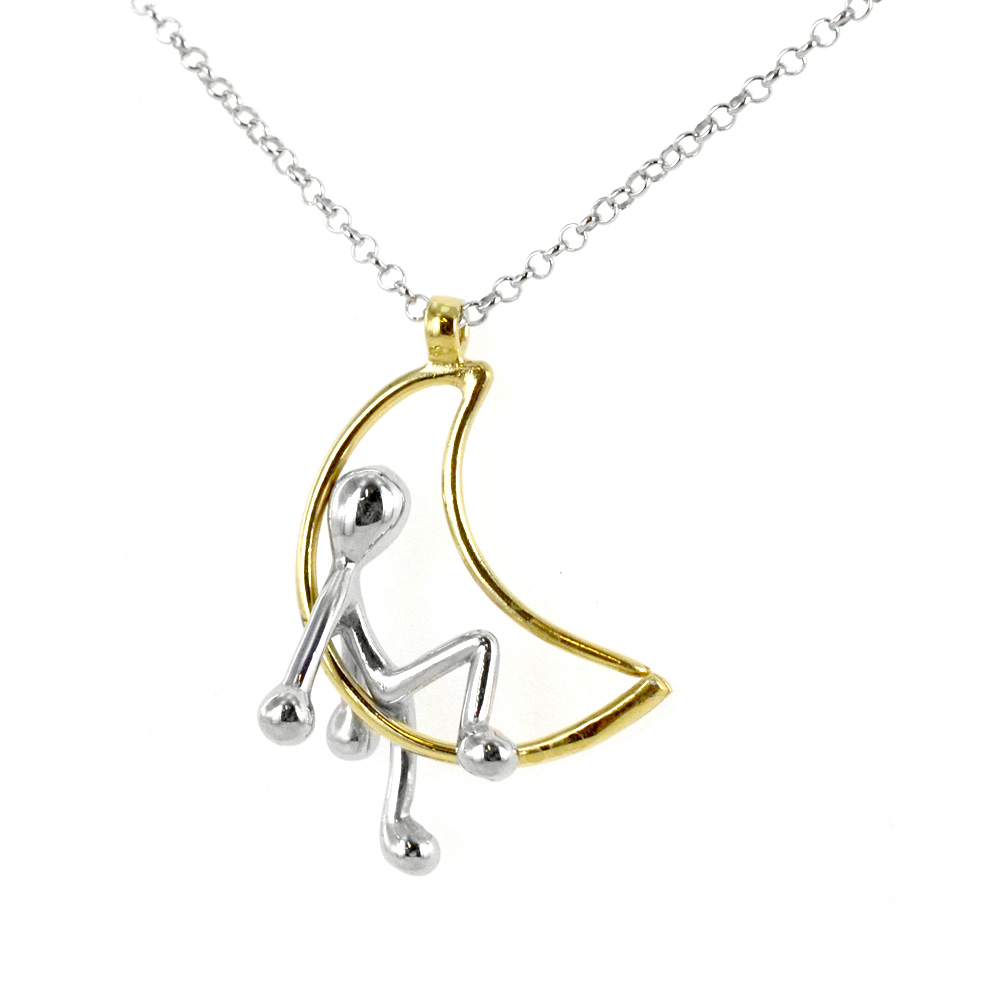 Collana con ciondolo Pensieri Felici LUNA in argento e oro giallo GS4005