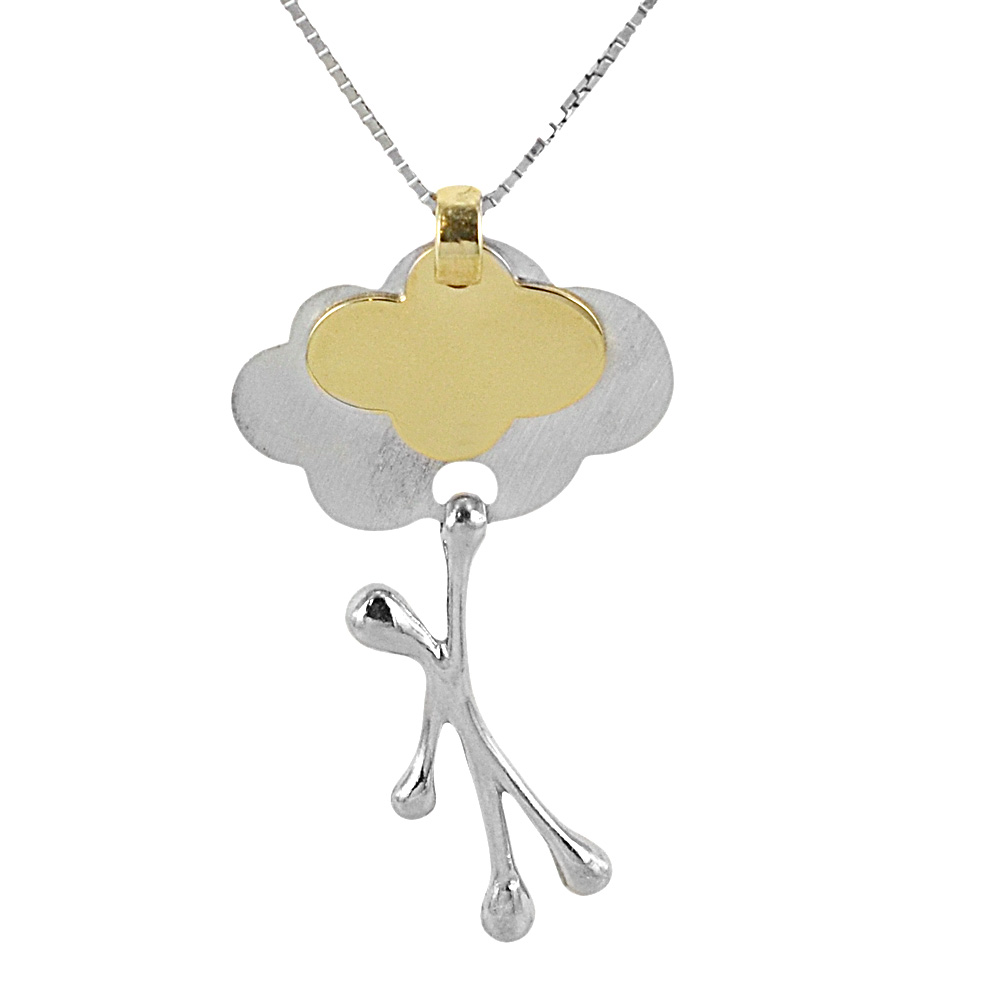 Collana con ciondolo Pensieri Felici nuvola in argento e oro giallo GS 1039