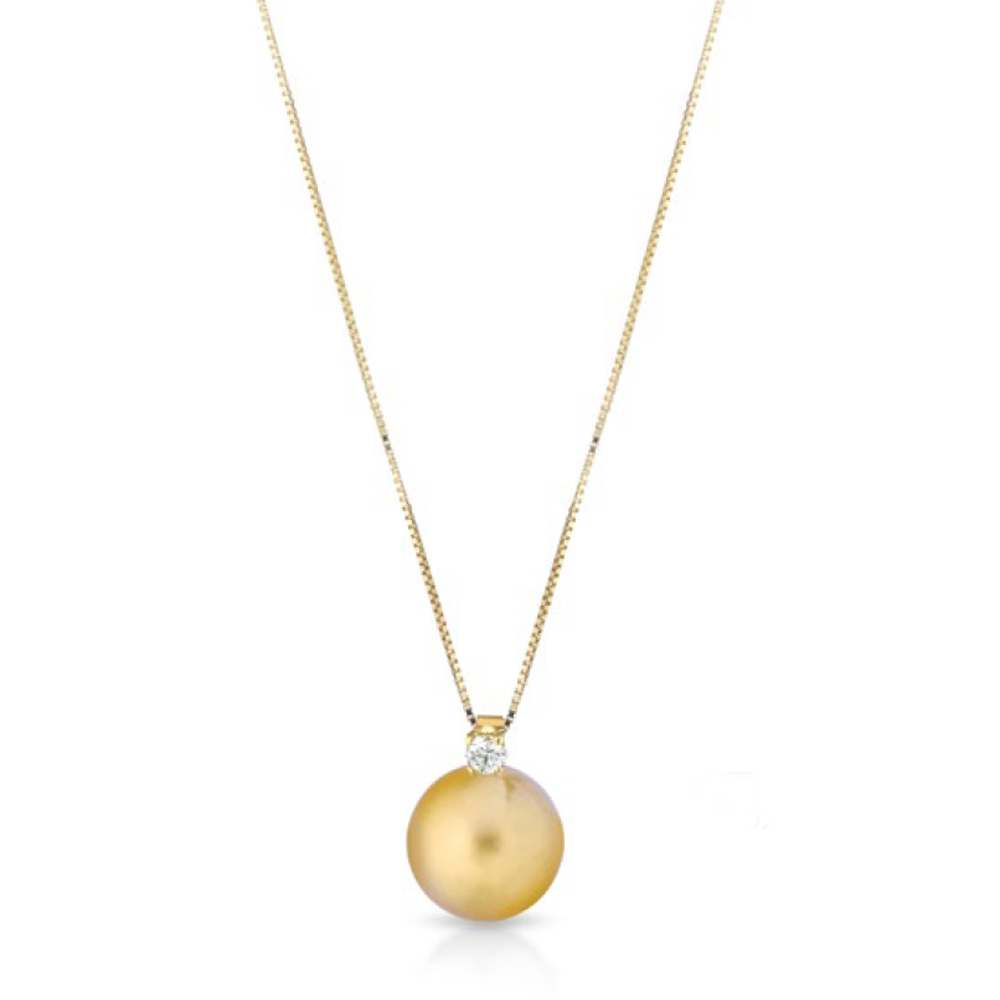 Collana con ciondolo perla Freshwater 9.00-9.00 mm e diamante