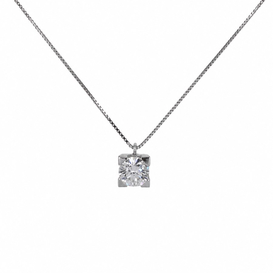 Collana con ciondolo punto luce grande Diamante oltre mezzo carato cert GIA