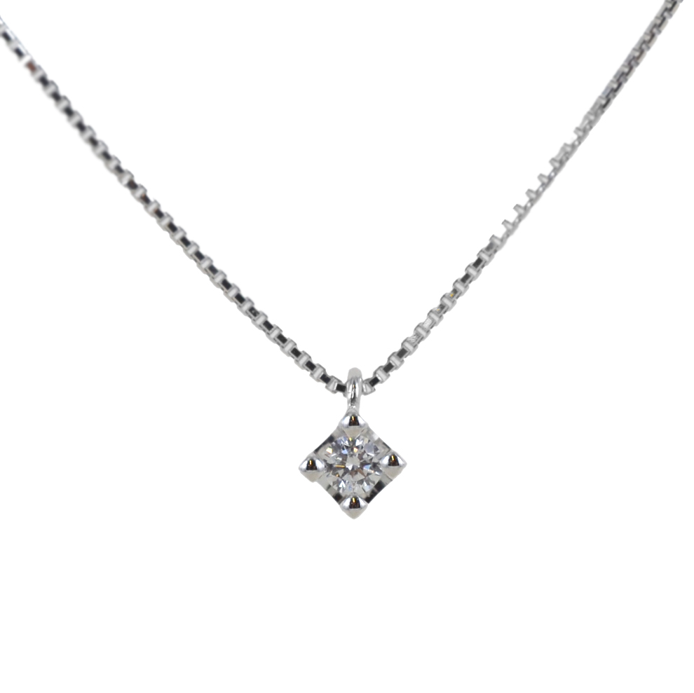 Collana con ciondolo Punto Luce in oro bianco e diamante 0.05 G VS