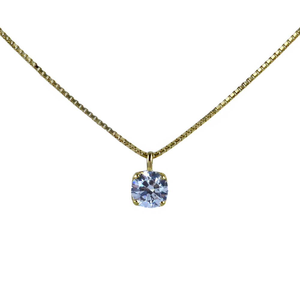 Collana con ciondolo punto luce in oro giallo con zircone 4 mm 