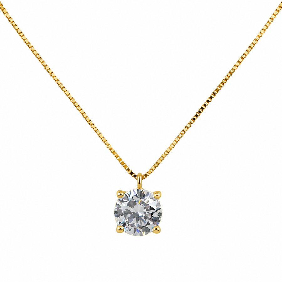 Collana con ciondolo punto luce in oro giallo zircone 6 mm