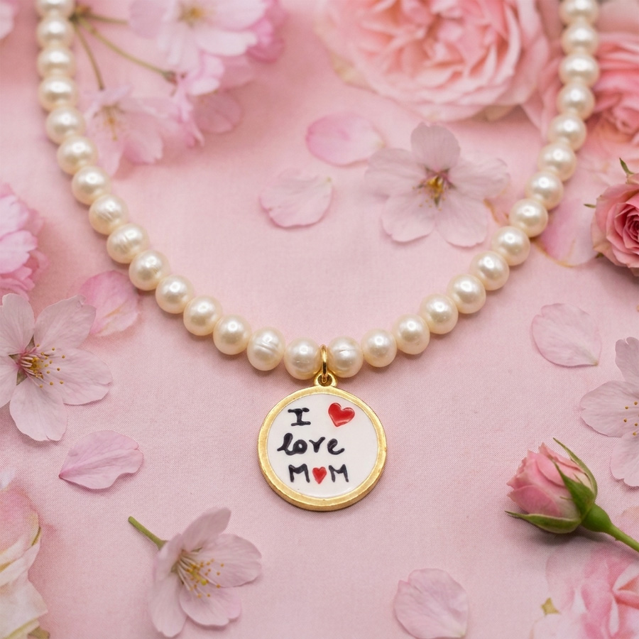 Collana con ciondolo scritta I LOVE MOM - ciondolo mamma