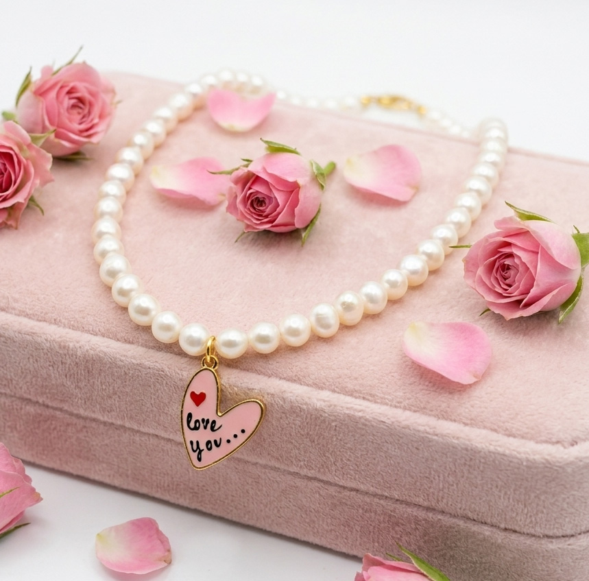 Collana con ciondolo scritta LOVE YOU - ciondolo cuore amore