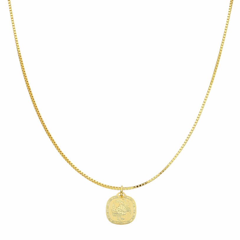 Collana con ciondolo segno zodiacale Cancro in oro giallo