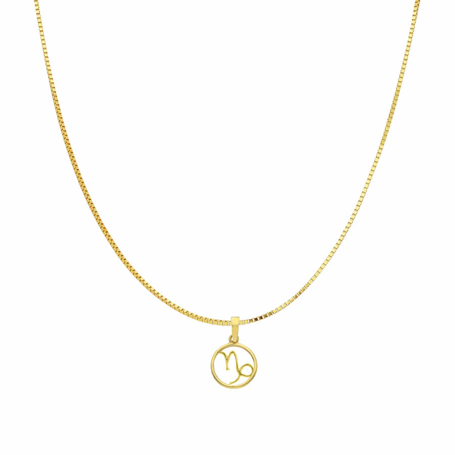 Collana con ciondolo segno zodiacale Capricorno in oro giallo stilizzato