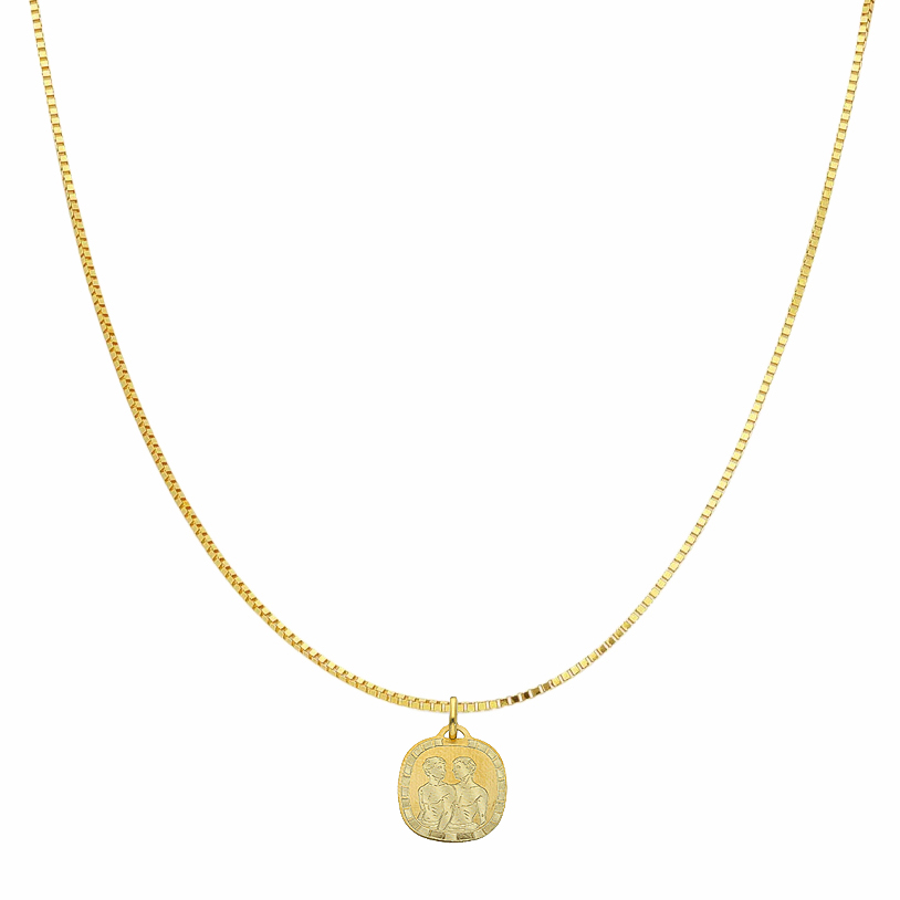 Collana con ciondolo segno zodiacale Gemelli in oro giallo