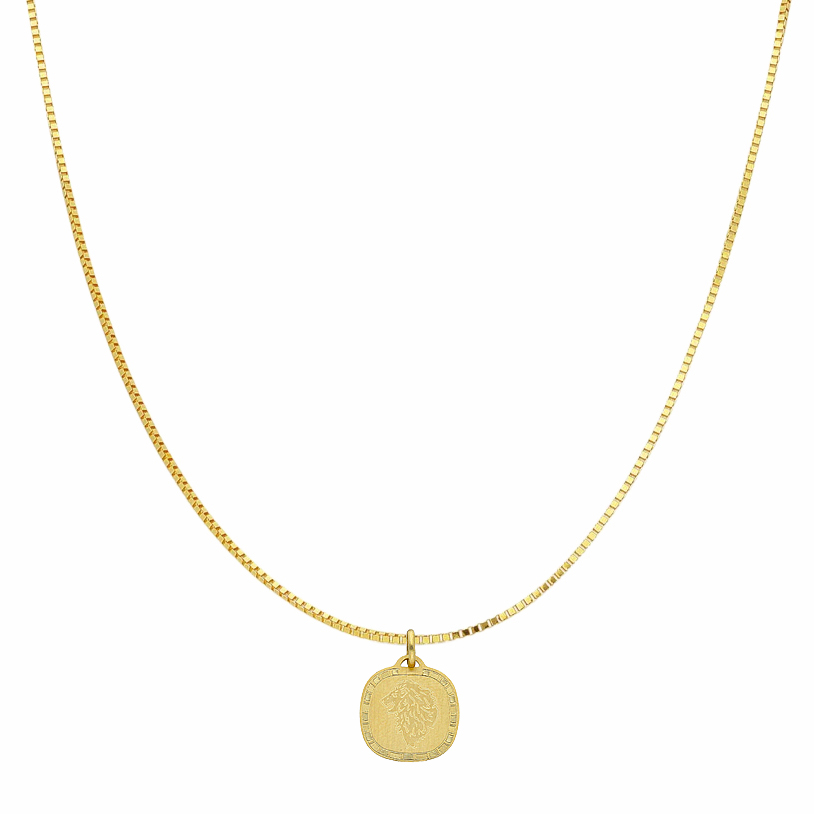 Collana con ciondolo segno zodiacale Leone in oro giallo