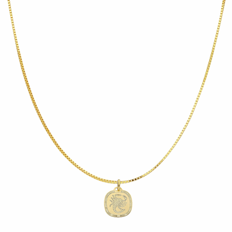 Collana con ciondolo segno zodiacale Scorpione in oro giallo