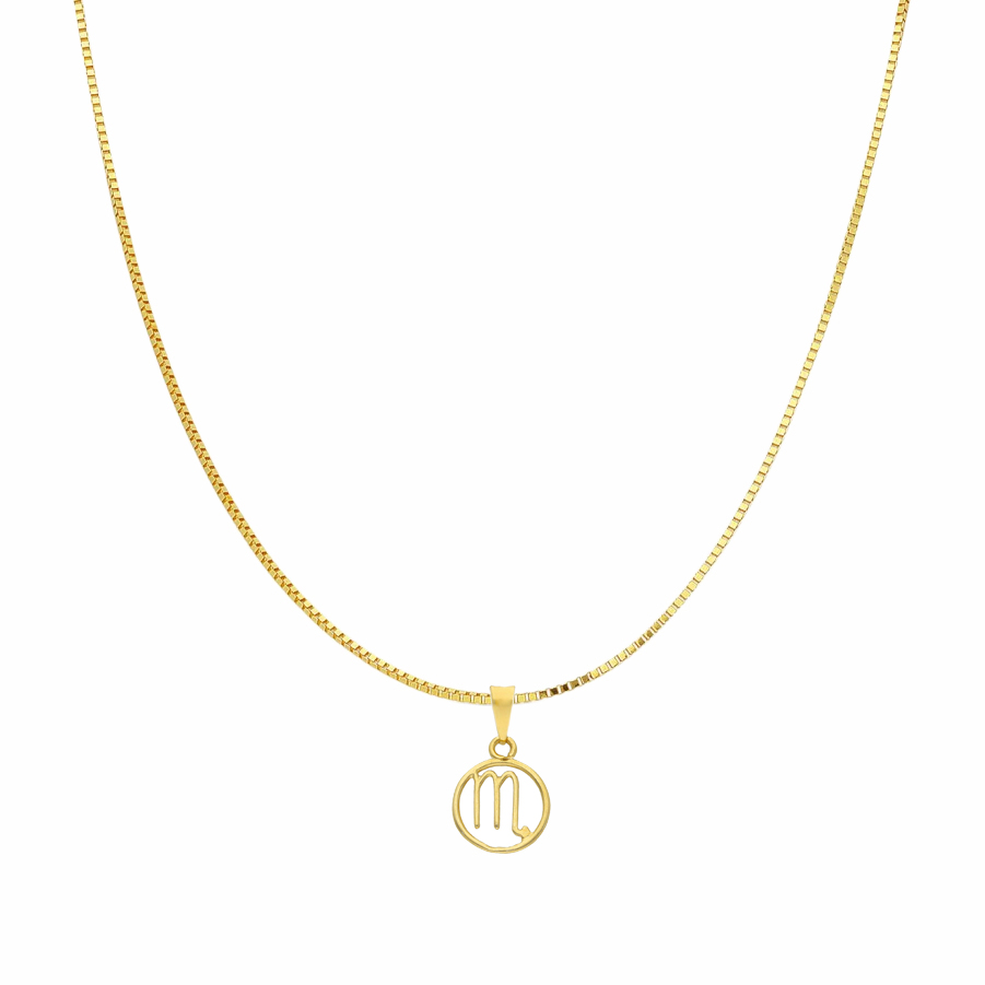 Collana con ciondolo segno zodiacale Scorpione in oro giallo stilizzato