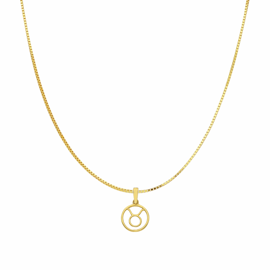 Collana con ciondolo segno zodiacale Toro in oro giallo stilizzato