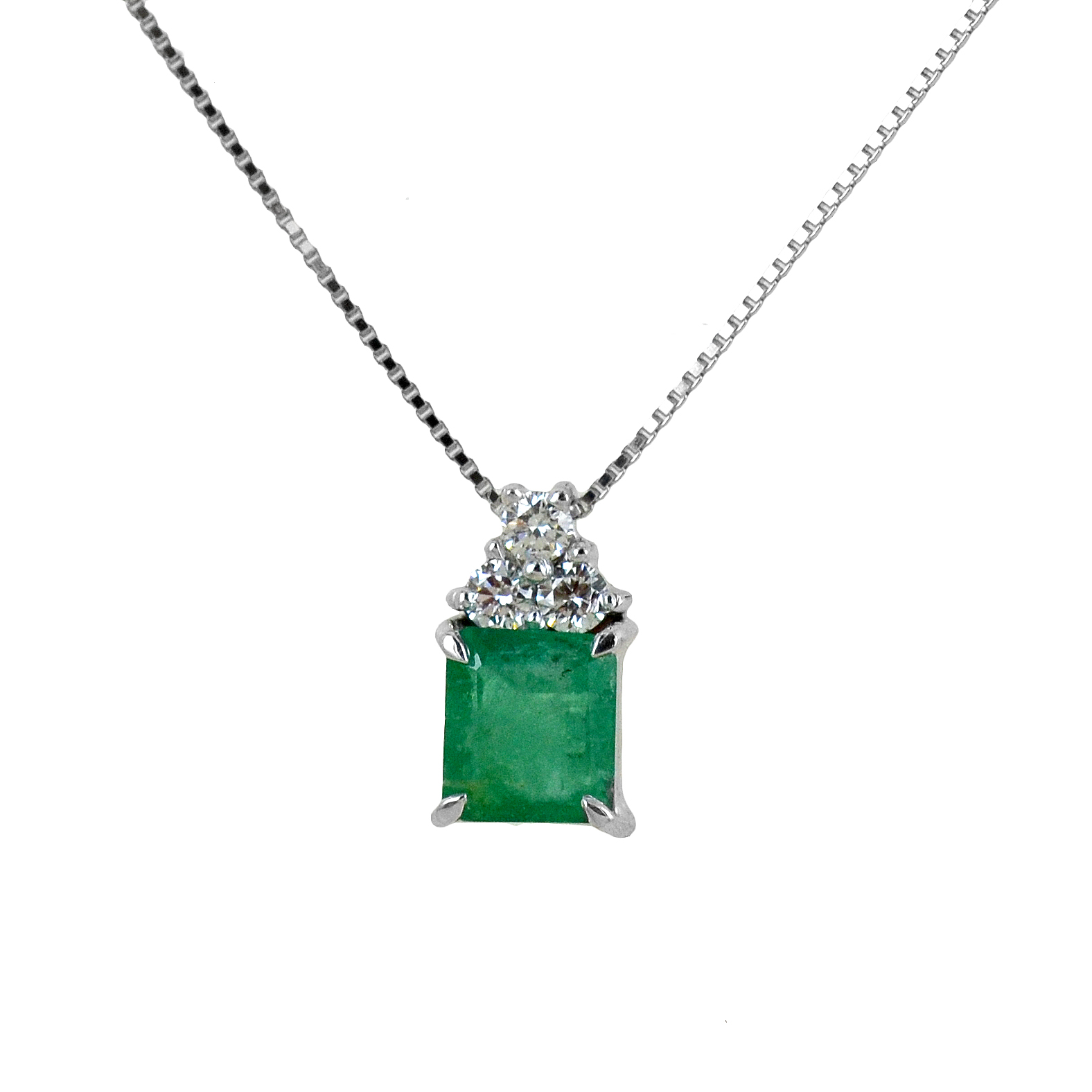 Collana con ciondolo Smeraldo antico e Diamante