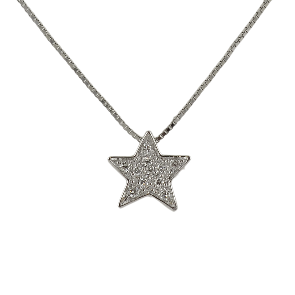 Collana con ciondolo Stella a pave di Diamanti ct. 0.06