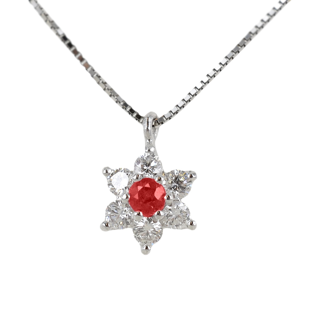 Collana con ciondolo Stella con Rubino e Diamanti