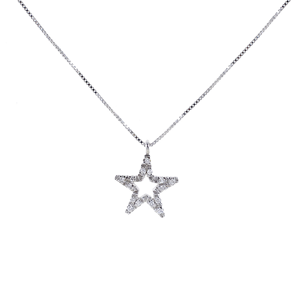 Collana con ciondolo Stella Traforata con Diamanti