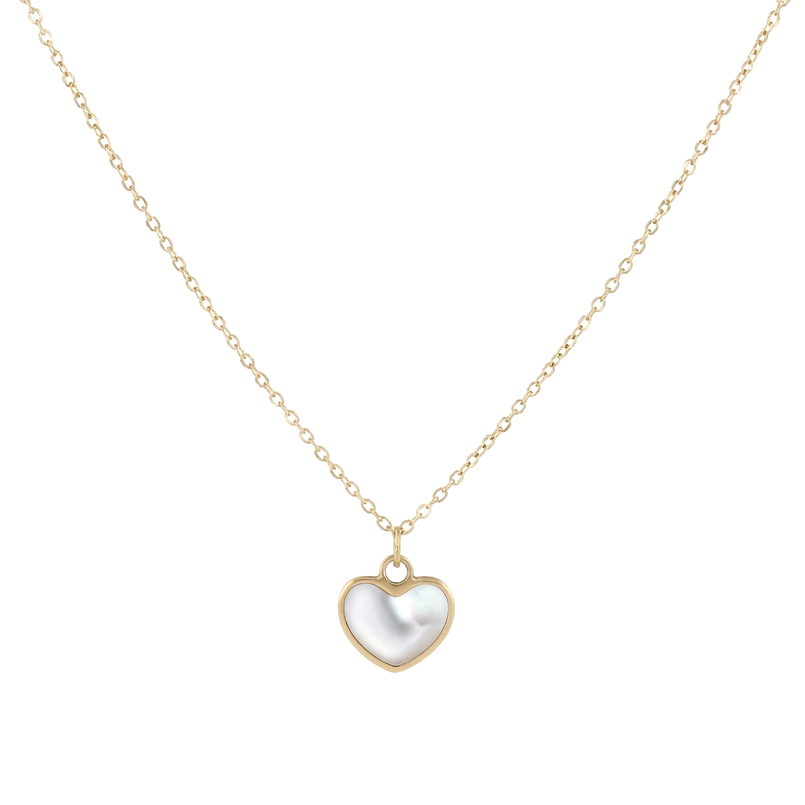 Collana con cuore in oro e madreperla