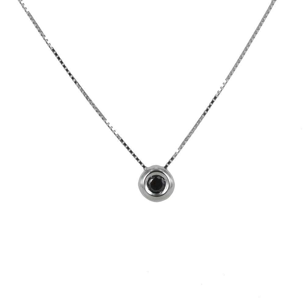 Collana con diamante nero da uomo ciondolo a cipollina 0.35 ct