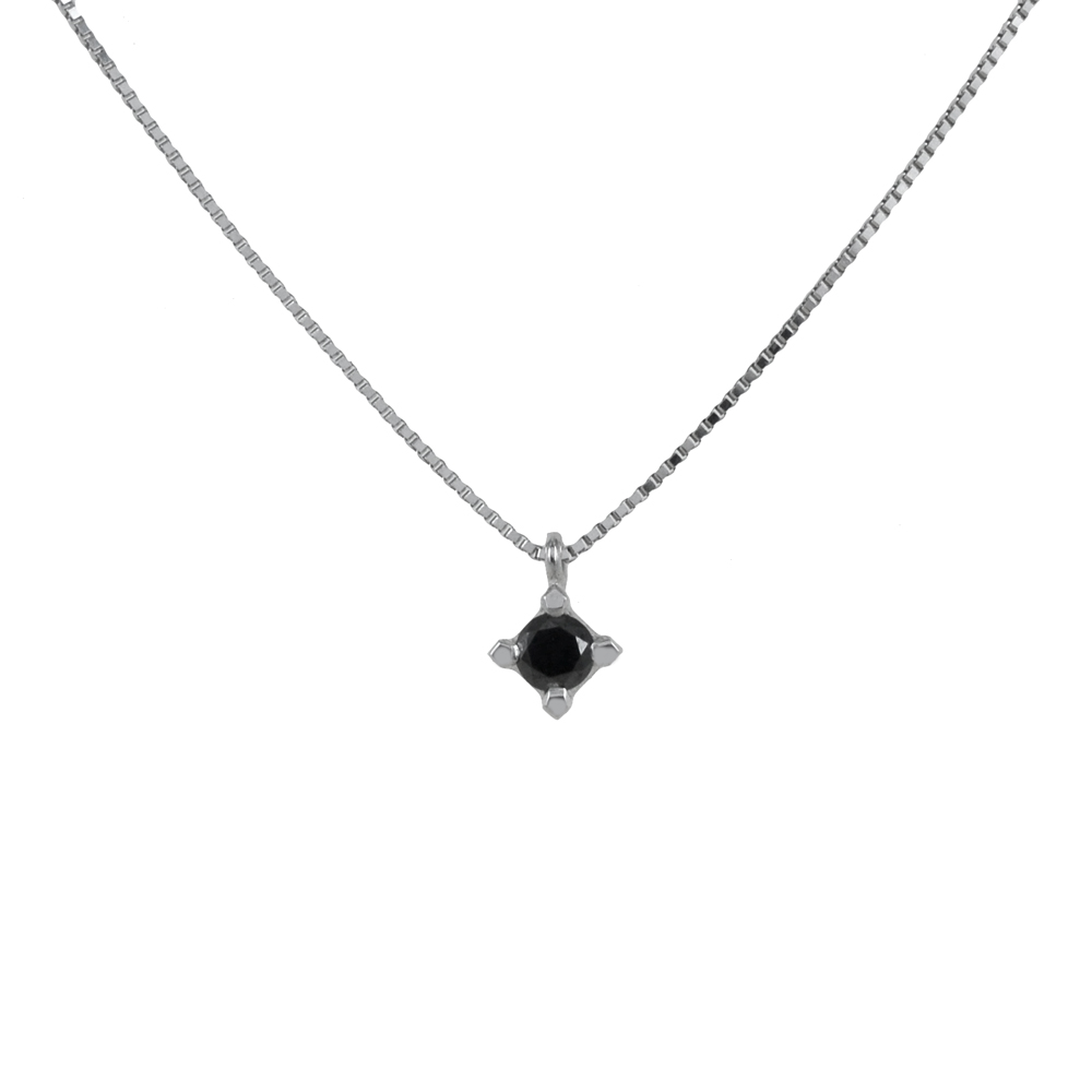 Collana con diamante nero da uomo ciondolo a griffes 0.25 ct